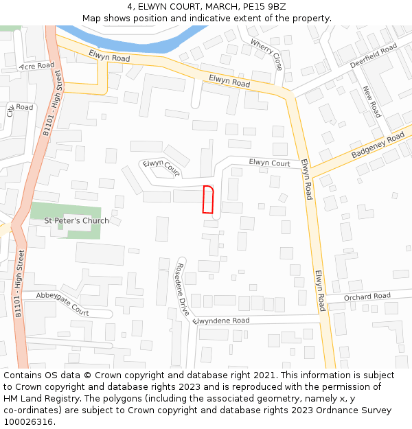 4, ELWYN COURT, MARCH, PE15 9BZ: Location map and indicative extent of plot