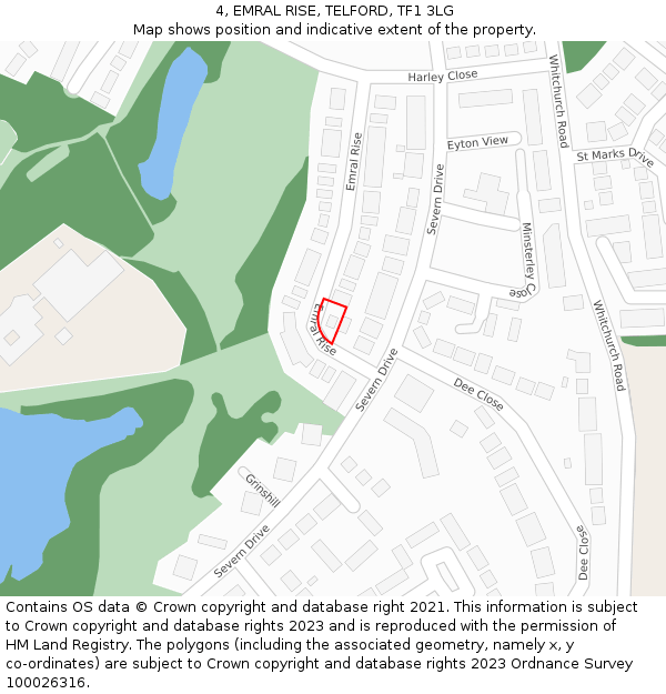 4, EMRAL RISE, TELFORD, TF1 3LG: Location map and indicative extent of plot