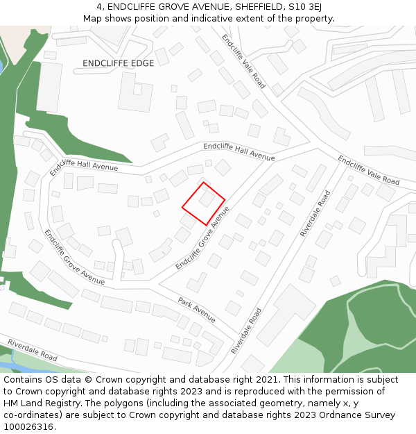 4, ENDCLIFFE GROVE AVENUE, SHEFFIELD, S10 3EJ: Location map and indicative extent of plot