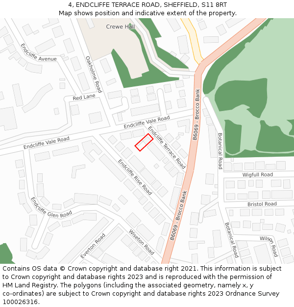 4, ENDCLIFFE TERRACE ROAD, SHEFFIELD, S11 8RT: Location map and indicative extent of plot