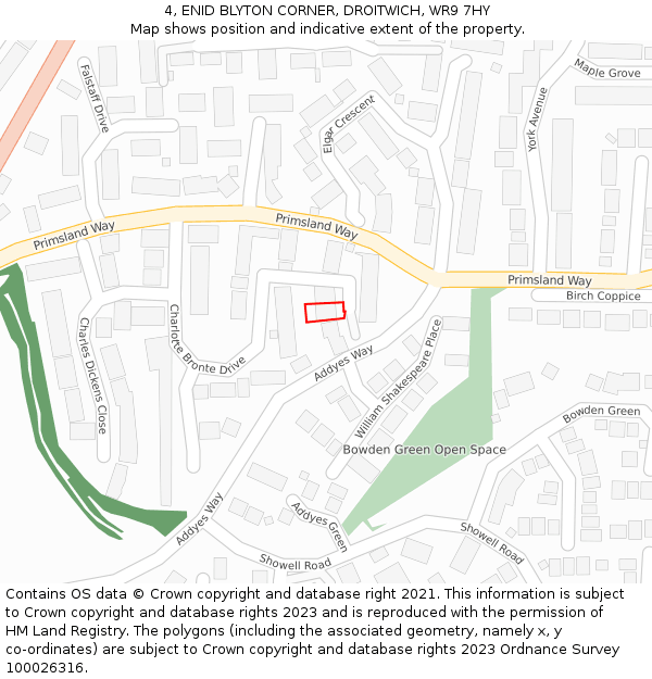 4, ENID BLYTON CORNER, DROITWICH, WR9 7HY: Location map and indicative extent of plot