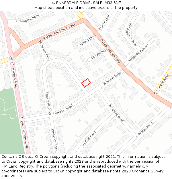 4, ENNERDALE DRIVE, SALE, M33 5NE: Location map and indicative extent of plot