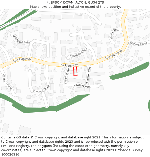 4, EPSOM DOWN, ALTON, GU34 2TS: Location map and indicative extent of plot