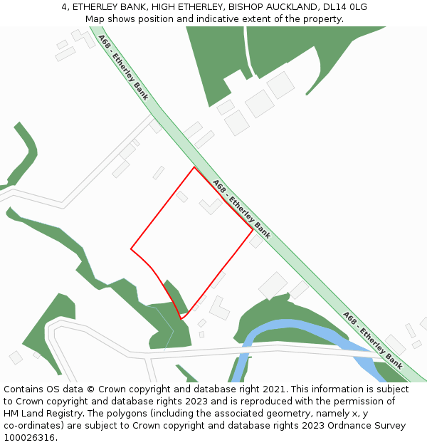 4, ETHERLEY BANK, HIGH ETHERLEY, BISHOP AUCKLAND, DL14 0LG: Location map and indicative extent of plot