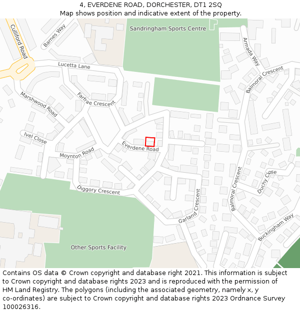 4, EVERDENE ROAD, DORCHESTER, DT1 2SQ: Location map and indicative extent of plot
