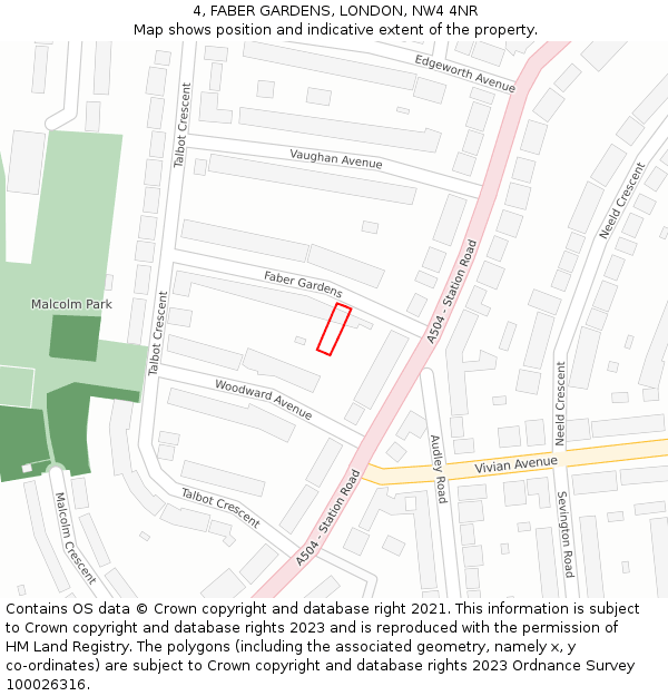 4, FABER GARDENS, LONDON, NW4 4NR: Location map and indicative extent of plot