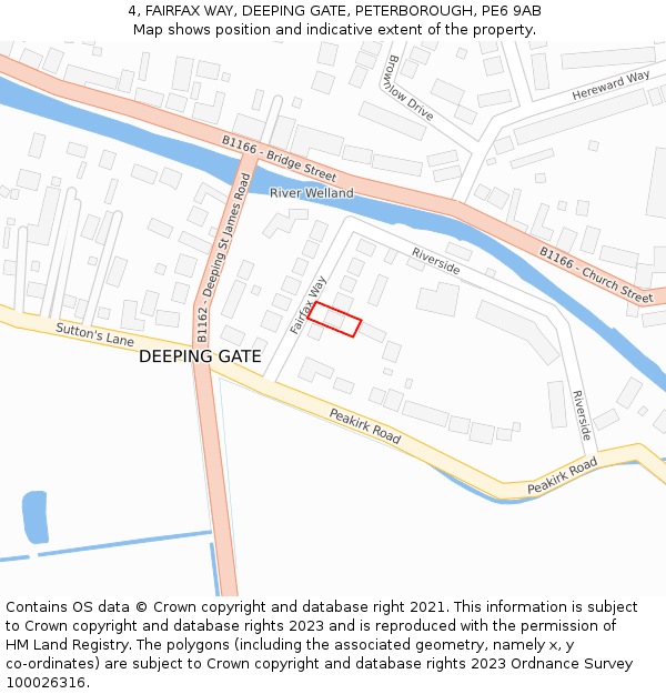 4, FAIRFAX WAY, DEEPING GATE, PETERBOROUGH, PE6 9AB: Location map and indicative extent of plot