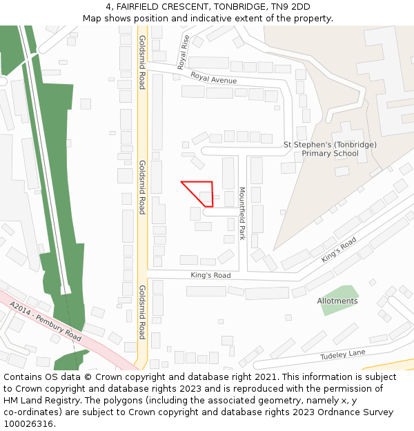 4, FAIRFIELD CRESCENT, TONBRIDGE, TN9 2DD: Location map and indicative extent of plot