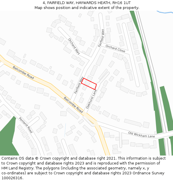 4, FAIRFIELD WAY, HAYWARDS HEATH, RH16 1UT: Location map and indicative extent of plot