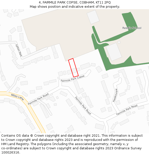 4, FAIRMILE PARK COPSE, COBHAM, KT11 2PQ: Location map and indicative extent of plot
