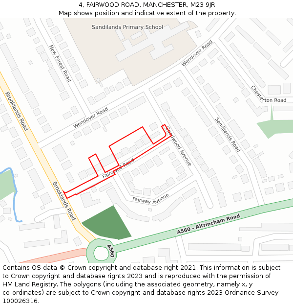 4, FAIRWOOD ROAD, MANCHESTER, M23 9JR: Location map and indicative extent of plot