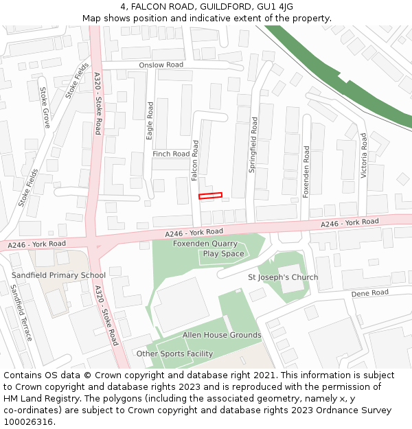 4, FALCON ROAD, GUILDFORD, GU1 4JG: Location map and indicative extent of plot