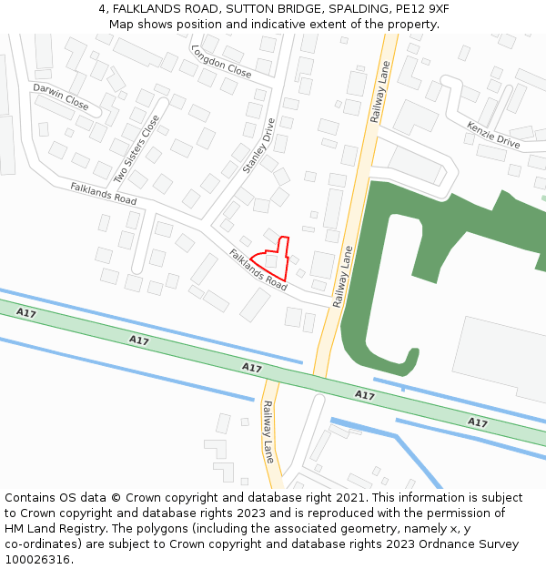 4, FALKLANDS ROAD, SUTTON BRIDGE, SPALDING, PE12 9XF: Location map and indicative extent of plot