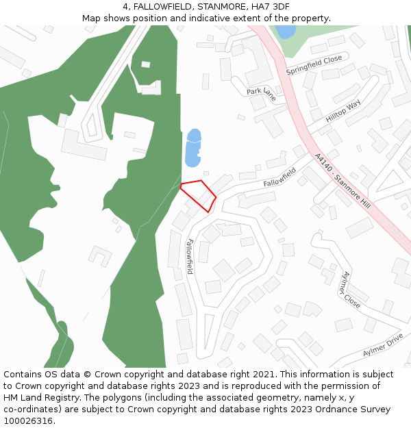 4, FALLOWFIELD, STANMORE, HA7 3DF: Location map and indicative extent of plot