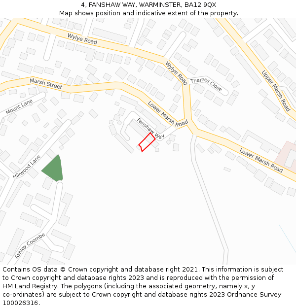 4, FANSHAW WAY, WARMINSTER, BA12 9QX: Location map and indicative extent of plot