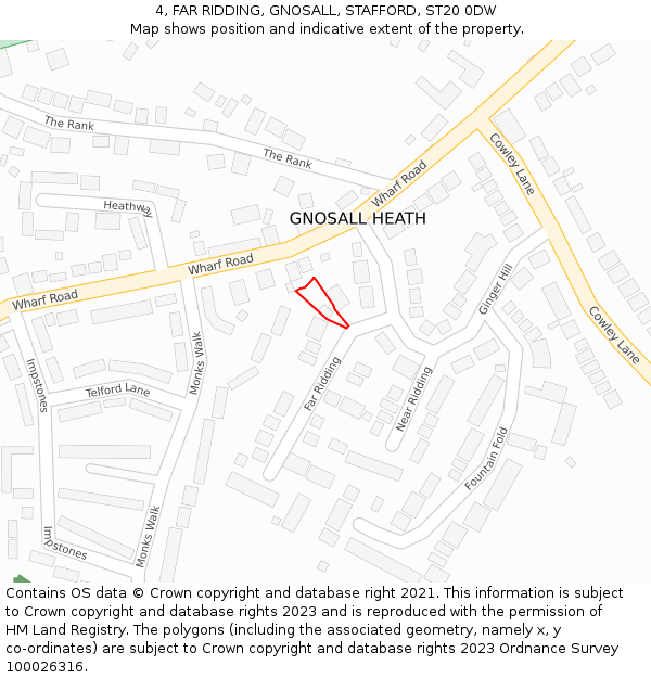 4, FAR RIDDING, GNOSALL, STAFFORD, ST20 0DW: Location map and indicative extent of plot