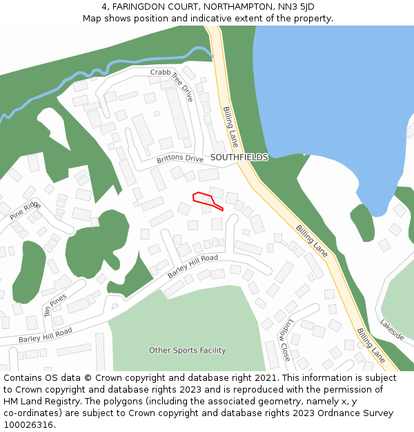 4, FARINGDON COURT, NORTHAMPTON, NN3 5JD: Location map and indicative extent of plot