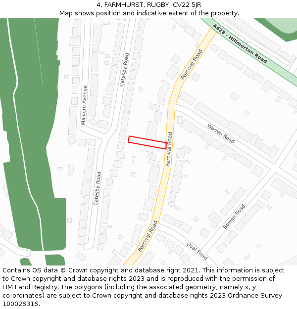 4, FARMHURST, RUGBY, CV22 5JR: Location map and indicative extent of plot