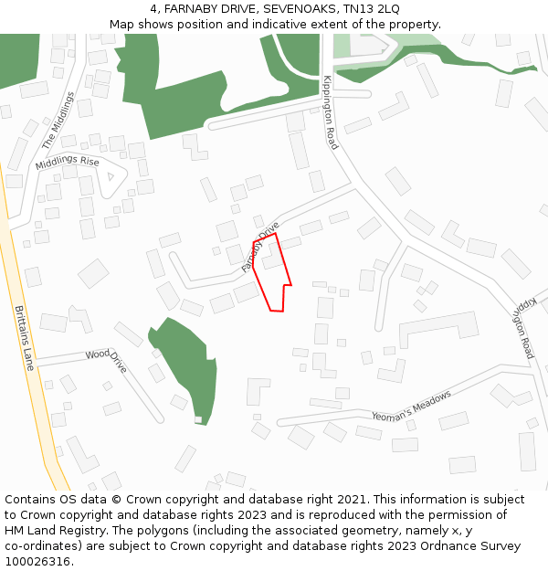 4, FARNABY DRIVE, SEVENOAKS, TN13 2LQ: Location map and indicative extent of plot