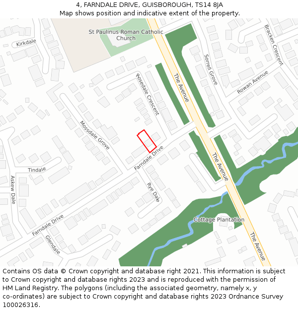 4, FARNDALE DRIVE, GUISBOROUGH, TS14 8JA: Location map and indicative extent of plot