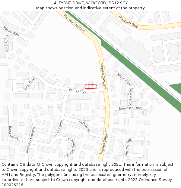 4, FARNE DRIVE, WICKFORD, SS12 9GY: Location map and indicative extent of plot