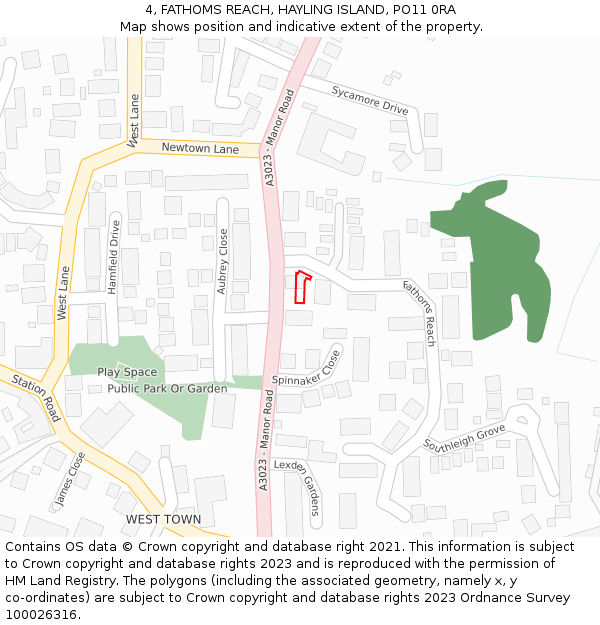 4, FATHOMS REACH, HAYLING ISLAND, PO11 0RA: Location map and indicative extent of plot