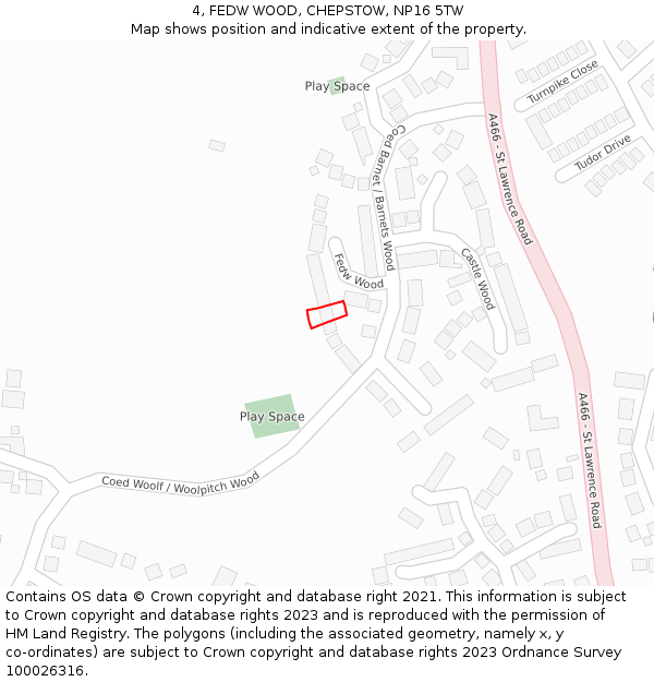 4, FEDW WOOD, CHEPSTOW, NP16 5TW: Location map and indicative extent of plot