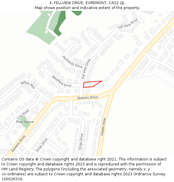 4, FELLVIEW DRIVE, EGREMONT, CA22 2JL: Location map and indicative extent of plot