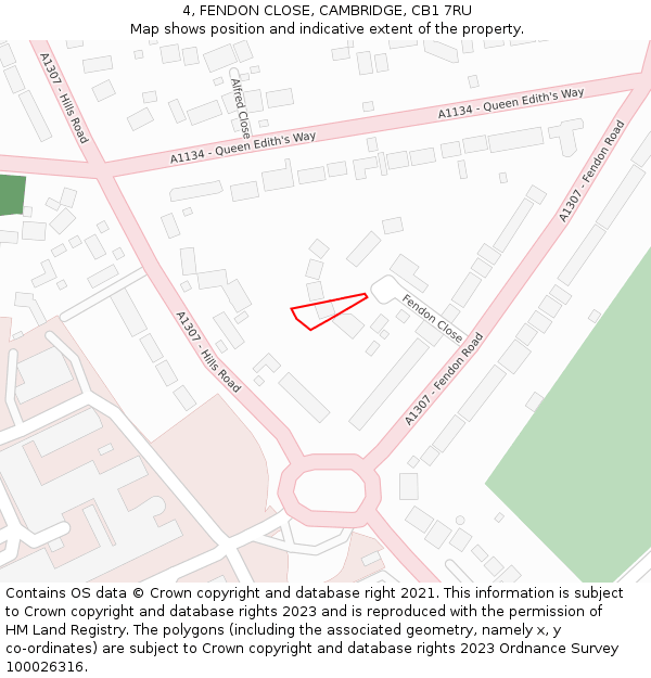 4, FENDON CLOSE, CAMBRIDGE, CB1 7RU: Location map and indicative extent of plot