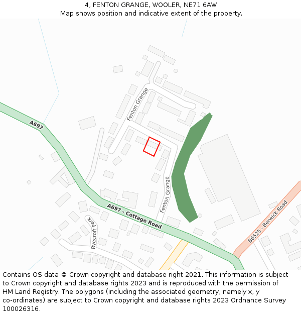 4, FENTON GRANGE, WOOLER, NE71 6AW: Location map and indicative extent of plot