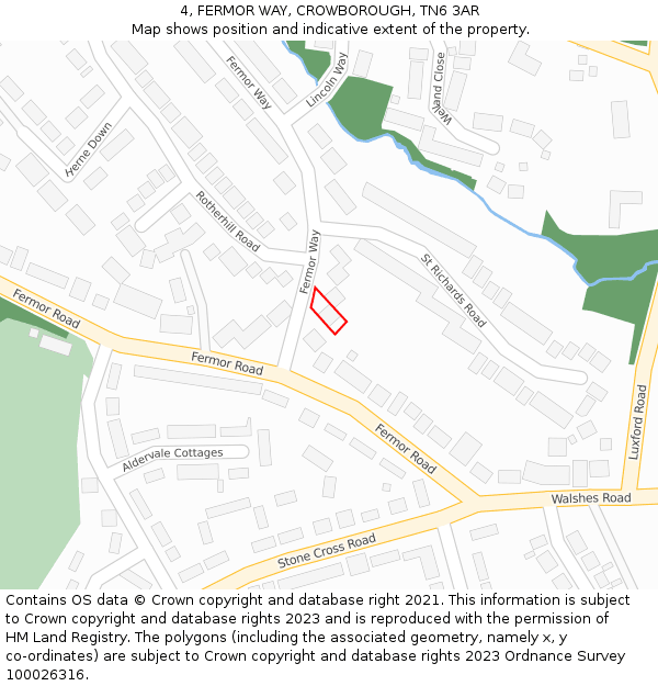 4, FERMOR WAY, CROWBOROUGH, TN6 3AR: Location map and indicative extent of plot