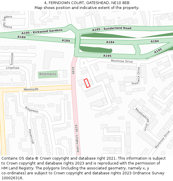 4, FERNDOWN COURT, GATESHEAD, NE10 8EB: Location map and indicative extent of plot