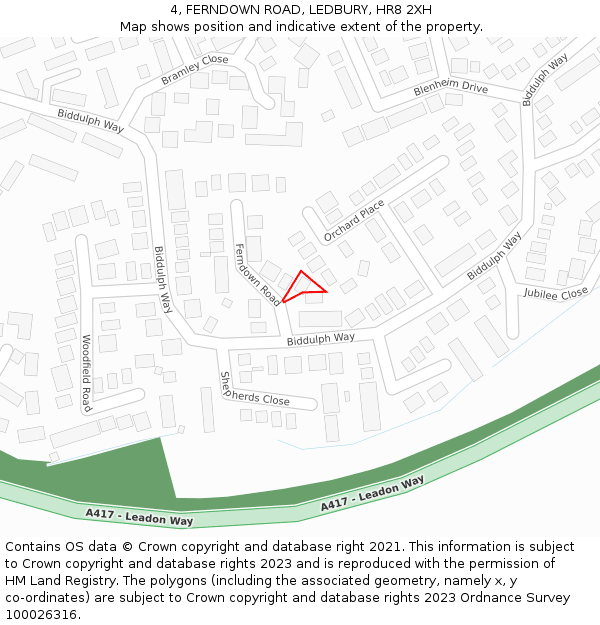 4, FERNDOWN ROAD, LEDBURY, HR8 2XH: Location map and indicative extent of plot