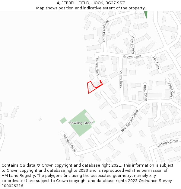 4, FERRELL FIELD, HOOK, RG27 9SZ: Location map and indicative extent of plot