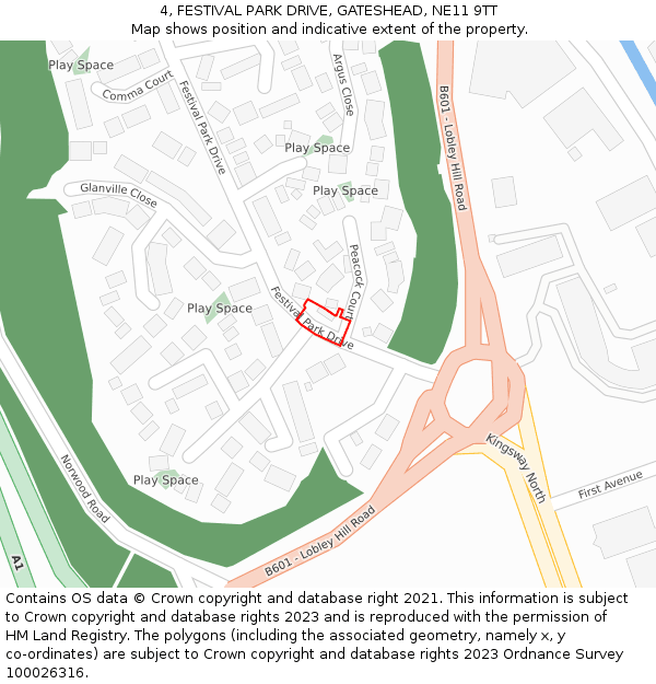 4, FESTIVAL PARK DRIVE, GATESHEAD, NE11 9TT: Location map and indicative extent of plot