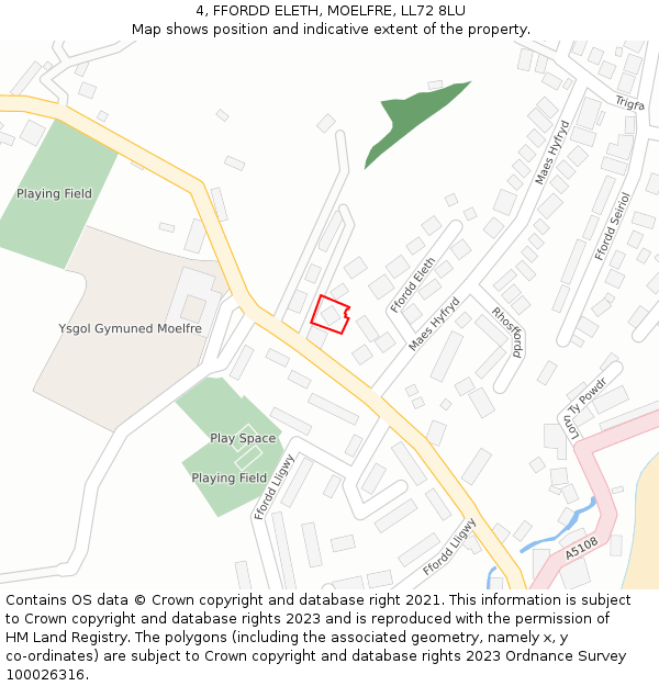 4, FFORDD ELETH, MOELFRE, LL72 8LU: Location map and indicative extent of plot