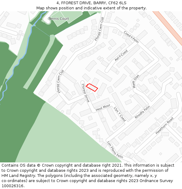 4, FFOREST DRIVE, BARRY, CF62 6LS: Location map and indicative extent of plot