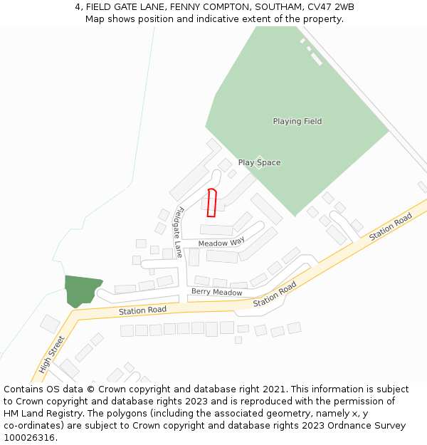 4, FIELD GATE LANE, FENNY COMPTON, SOUTHAM, CV47 2WB: Location map and indicative extent of plot