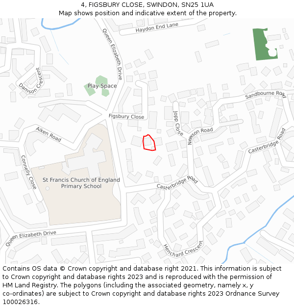 4, FIGSBURY CLOSE, SWINDON, SN25 1UA: Location map and indicative extent of plot