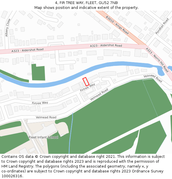 4, FIR TREE WAY, FLEET, GU52 7NB: Location map and indicative extent of plot
