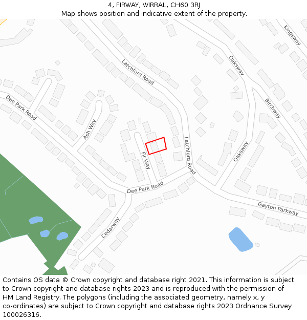 4, FIRWAY, WIRRAL, CH60 3RJ: Location map and indicative extent of plot