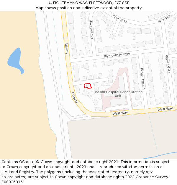 4, FISHERMANS WAY, FLEETWOOD, FY7 8SE: Location map and indicative extent of plot