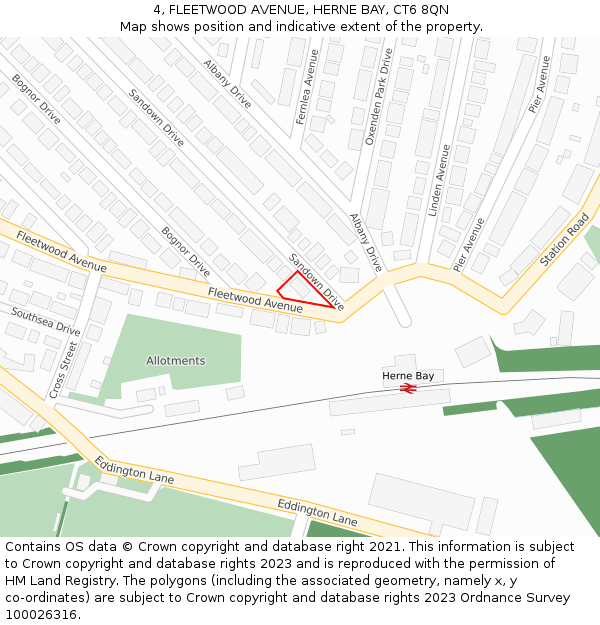 4, FLEETWOOD AVENUE, HERNE BAY, CT6 8QN: Location map and indicative extent of plot