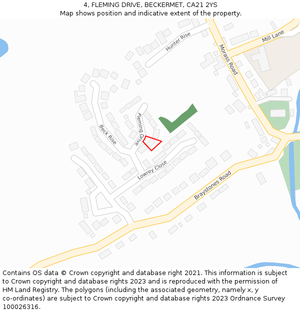 4, FLEMING DRIVE, BECKERMET, CA21 2YS: Location map and indicative extent of plot