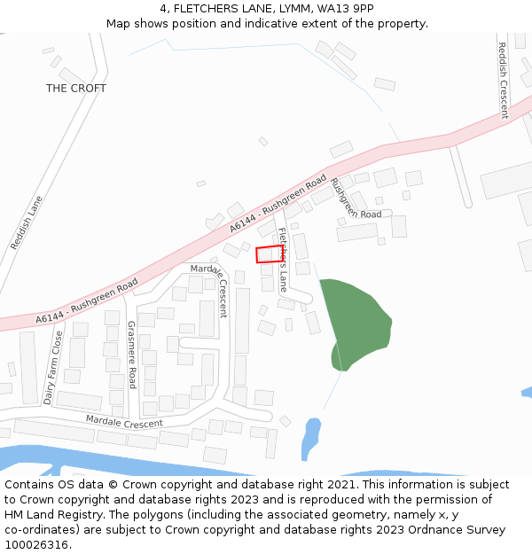 4, FLETCHERS LANE, LYMM, WA13 9PP: Location map and indicative extent of plot