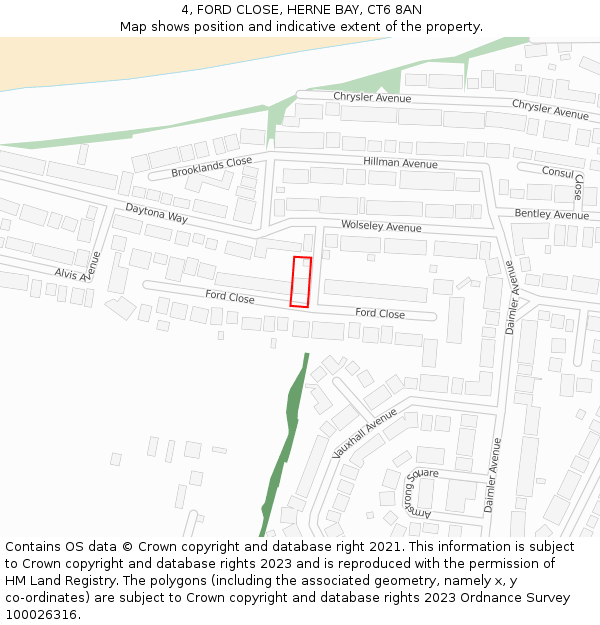 4, FORD CLOSE, HERNE BAY, CT6 8AN: Location map and indicative extent of plot