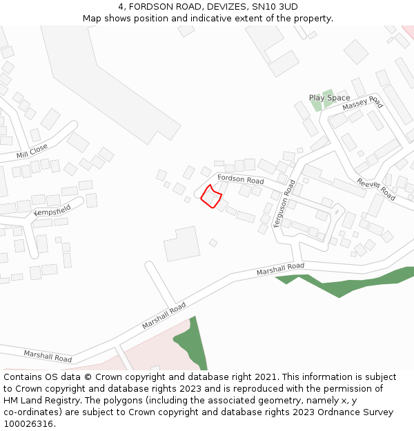 4, FORDSON ROAD, DEVIZES, SN10 3UD: Location map and indicative extent of plot