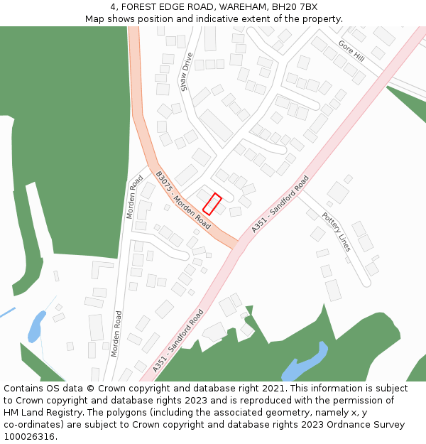 4, FOREST EDGE ROAD, WAREHAM, BH20 7BX: Location map and indicative extent of plot