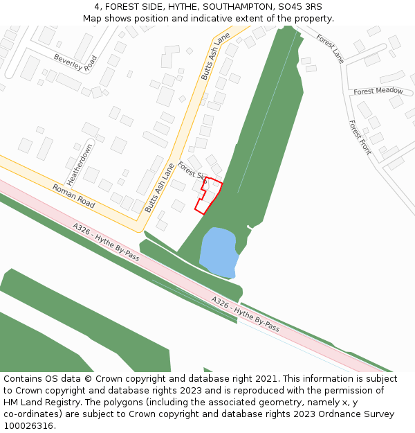 4, FOREST SIDE, HYTHE, SOUTHAMPTON, SO45 3RS: Location map and indicative extent of plot