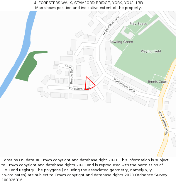 4, FORESTERS WALK, STAMFORD BRIDGE, YORK, YO41 1BB: Location map and indicative extent of plot